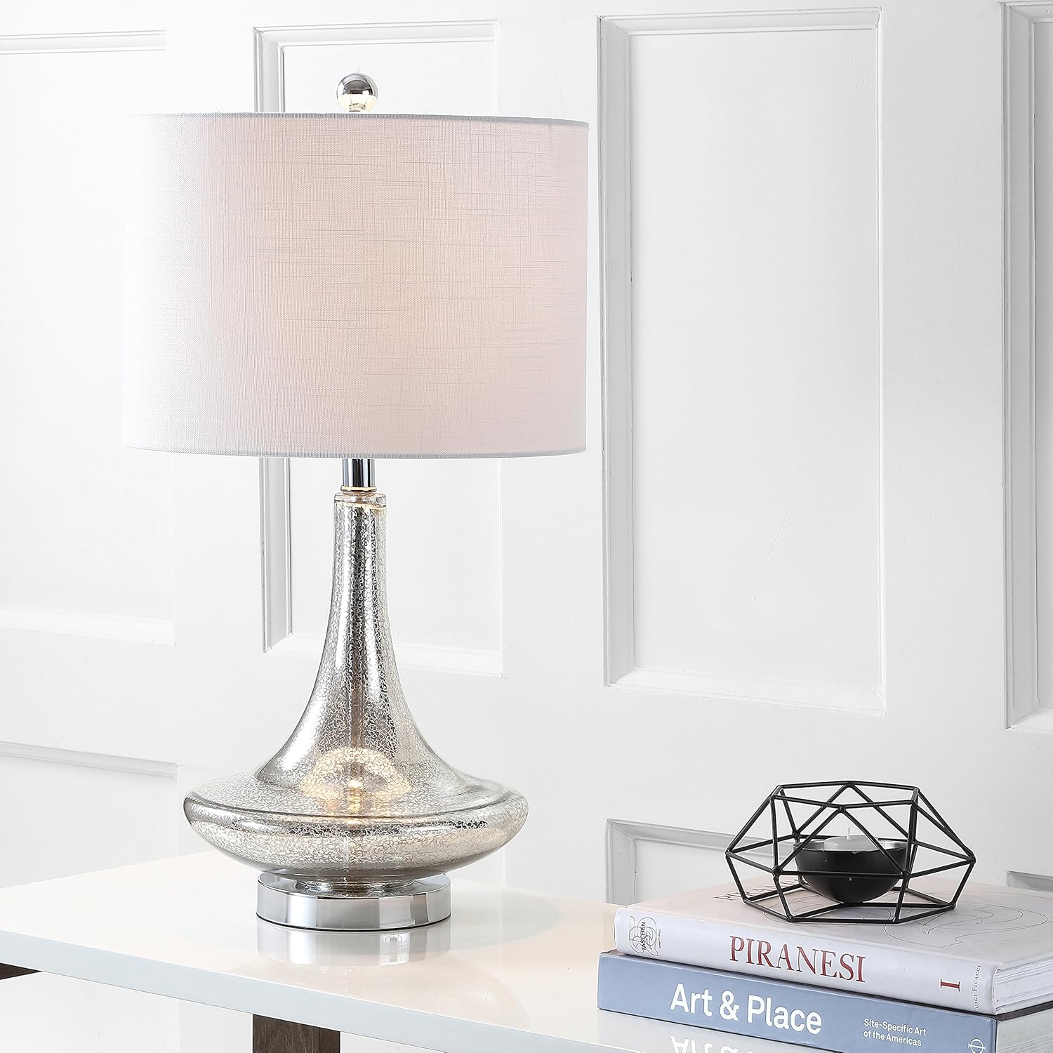 Bеѕt Dеаl Prоduсt JONATHAN Y JYL1081A-SET2 Cecile 25.5 Glass Teardrop LED Table Lamp Contemporary,Transitional for Bedroom, Living Room, Office, College Dorm, Coffee Table, Bookcase, MercurySilver/Chrome(Setof2)