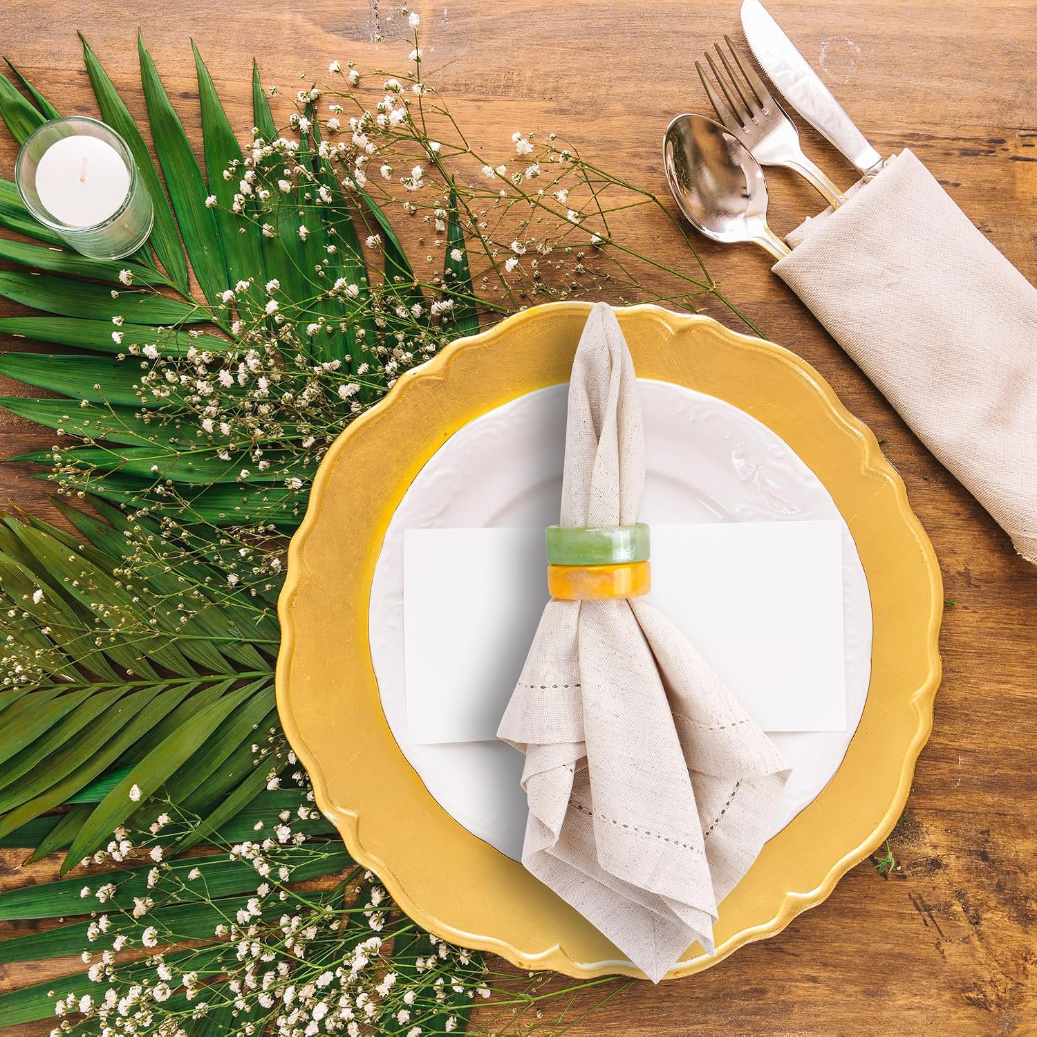 Napkin Rings Set of 12 - Elegant Thanksgiving Napkin Rings for Cloth Napkins for Dining Table | Boho Home Decor for Easter, Holiday, Christmas, Everyday Dinner Party