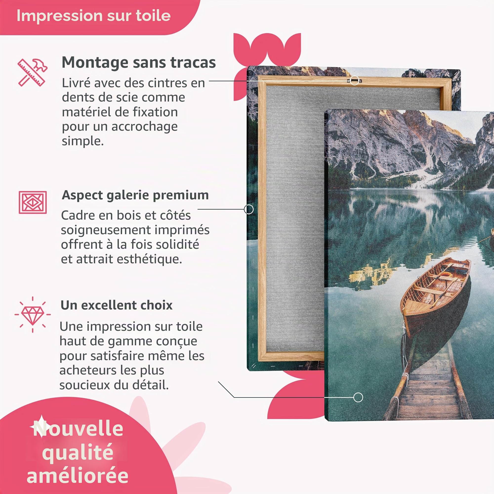 decomonkey Impression sur Toile Père Noël avec renne 60x40 cm 1 Pièce | Tableau decoration murale, Cadre en Bois, Photo Déco, Cuisine Père Noël Renne Noël, Tendue sur chassis en bois