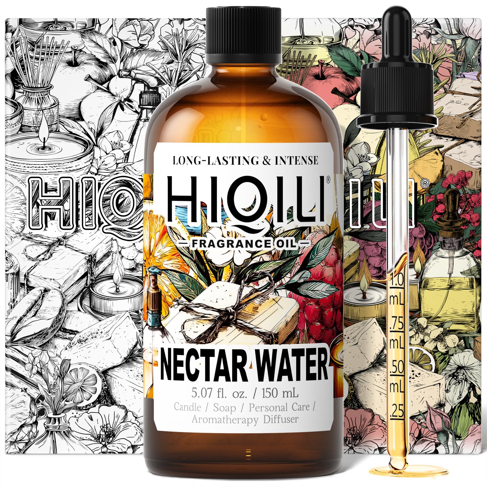 HIQILI Nectar Water Fragrance Oil for Diffuser, Jasmine &amp; Osmanthus Scents, Candle, Soap, Perfume Making, White Floral Long Lasting Aroma - 5.07 Fl Oz (Pack of 1)