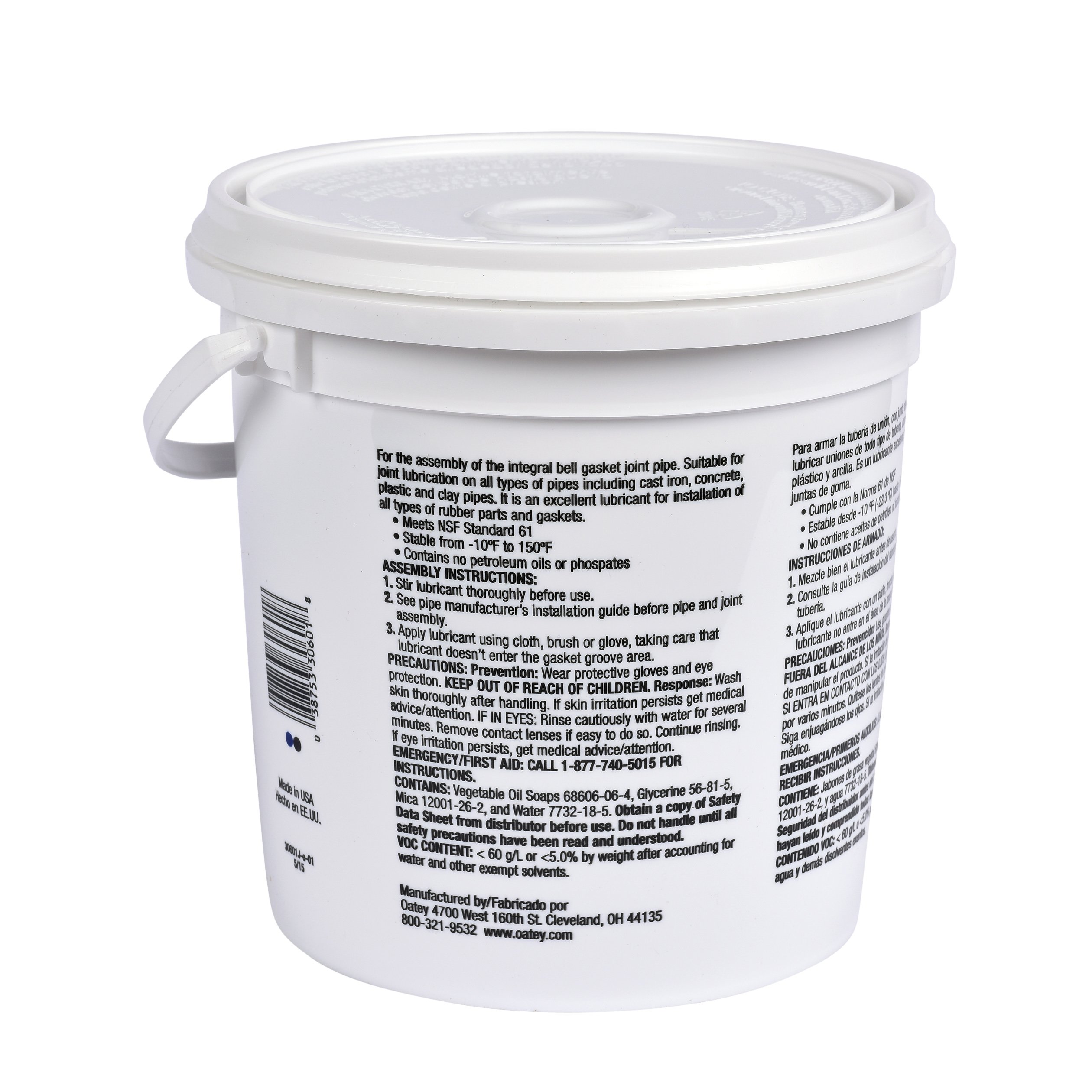 Oatey 30601 lubricante, para juntas de goma, galón