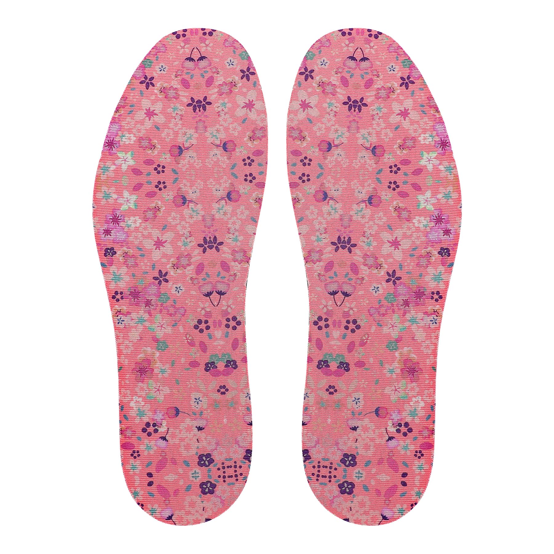 LMHCISO No Show Socks Inner Soles for Women,Barefoot Sockless Shoe Inserts,Anti-Odor Non Slip,Washable,Pink Floral Print,Size 6-9