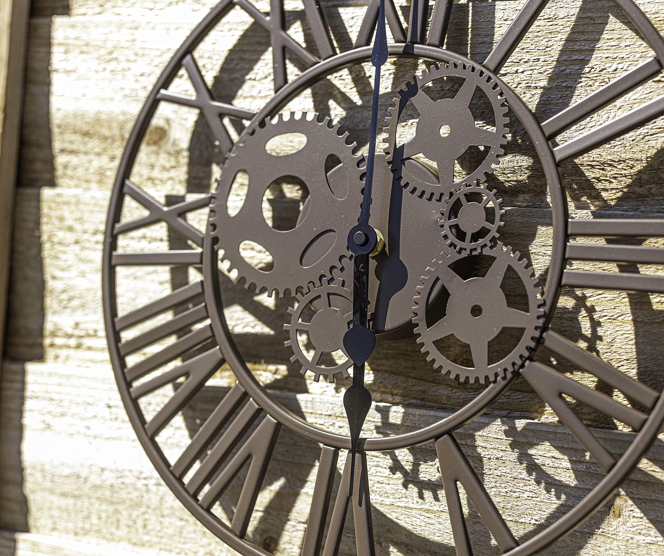 Garden Mile Grande horloge murale 35 cm avec chiffres romains pour intérieur et extérieur Marron