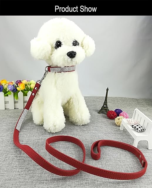 Foto 3 de 6 de Newtensina Collar de Perro Mode con Diamante y Correa Bling Cuello de Cachorros con Correa para Perros…