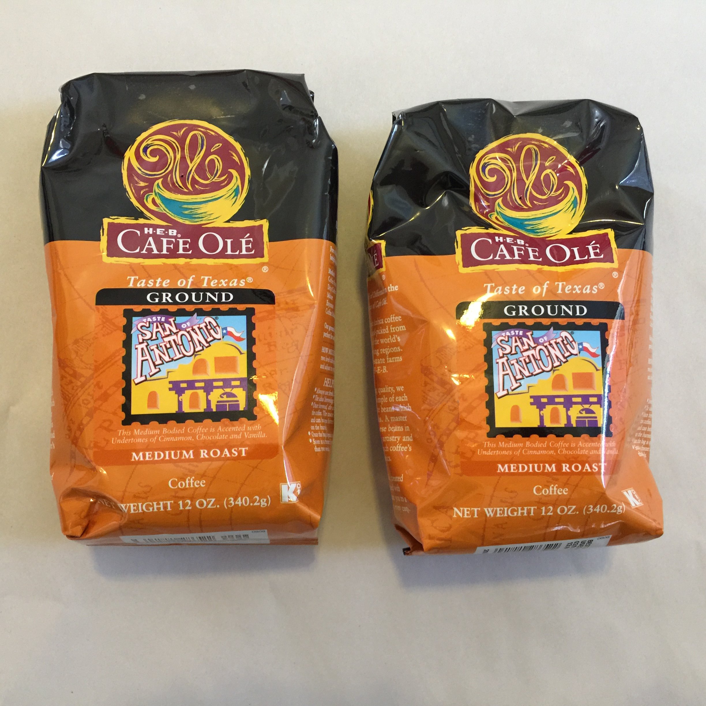 HEB Cafe Ole Ground Coffee 12 Oz Bag (Pack of 2) (Taste of San Antonio)