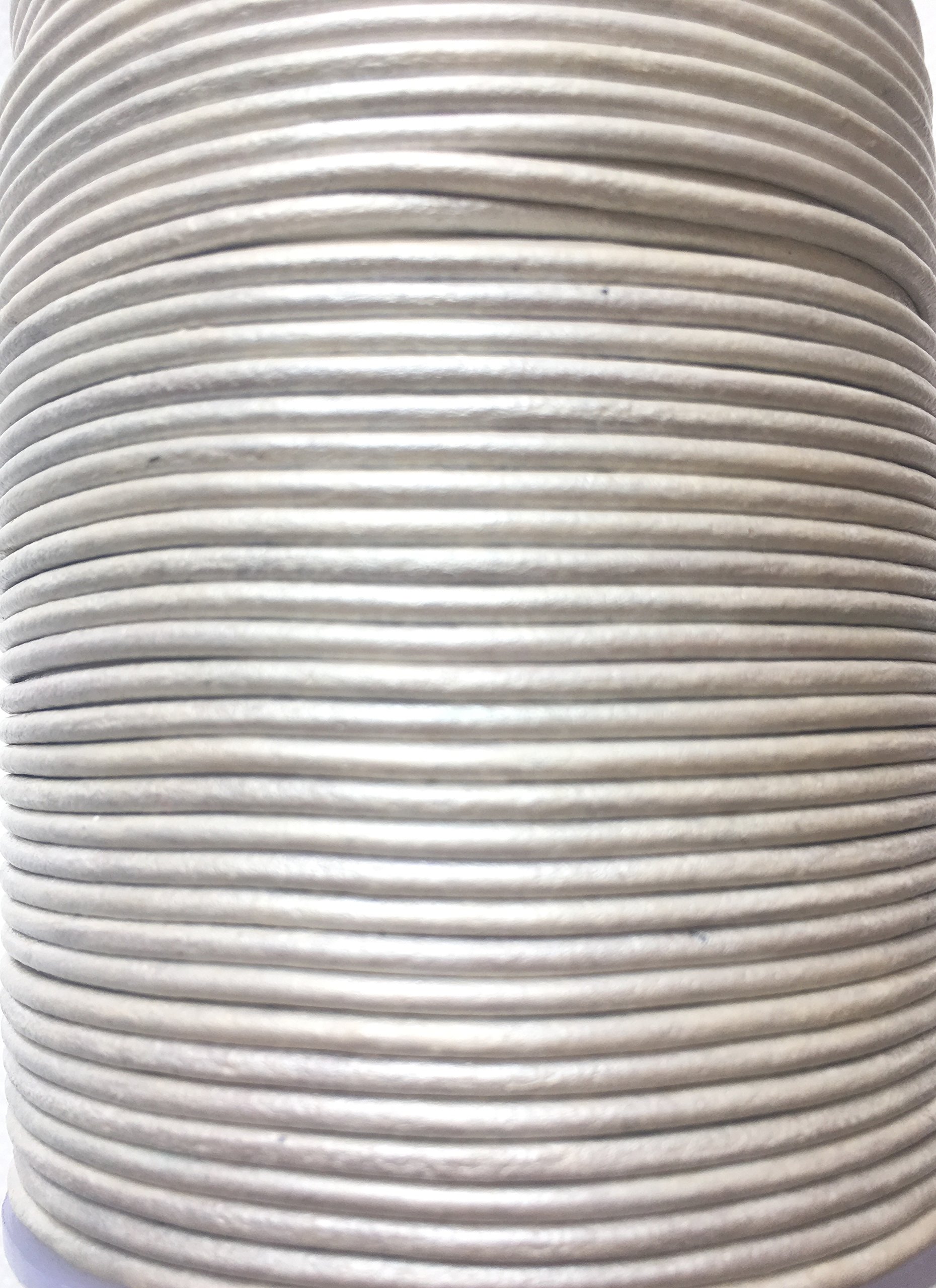 Hollis 2mm Round Quality Real Cows Leather Pearl Leather Cord Jewellery Making Cord Thread Wire String Thong (5 metre)