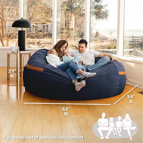 Miniatura 252 de Big Joe Wild Things Foam Filled Animal Bean Bag Chair with Removable Cover, Francesca Feline Snugglepuff, Soft Faux Fur, 3 feet Big