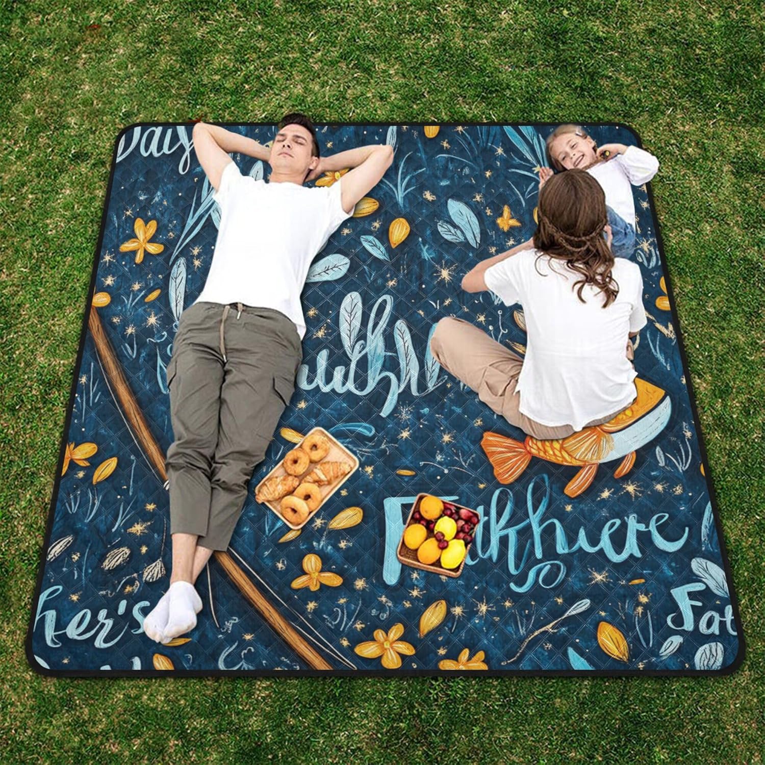 A Father's Day Waterproof Picnic Table Water Resistant Park Outdoor Playmat for Ground Concert Blanket Manta de Picnic Extra