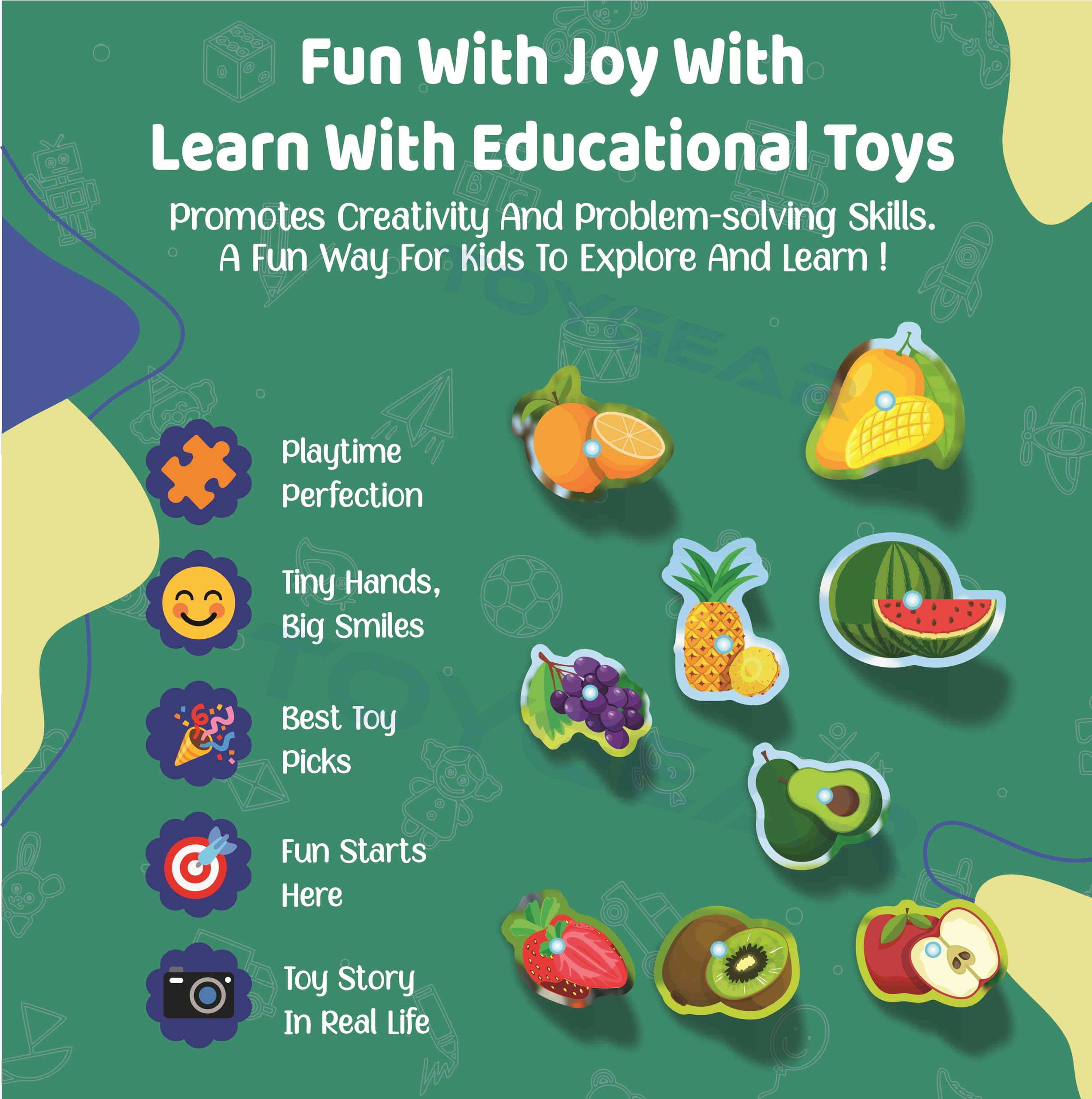 Nizomi Wooden Fruit & Vegetable Peg Puzzle for Kids | Montessori Learning Board | Early Education Toy | Color & Food Recognition | Safe Wooden Puzzle for Toddlers 2