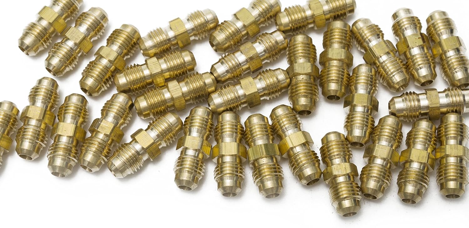 LTWFITTING Brass 1/2" OD Flare Union,Brass Flare Tube Fitting(Pack of 25)