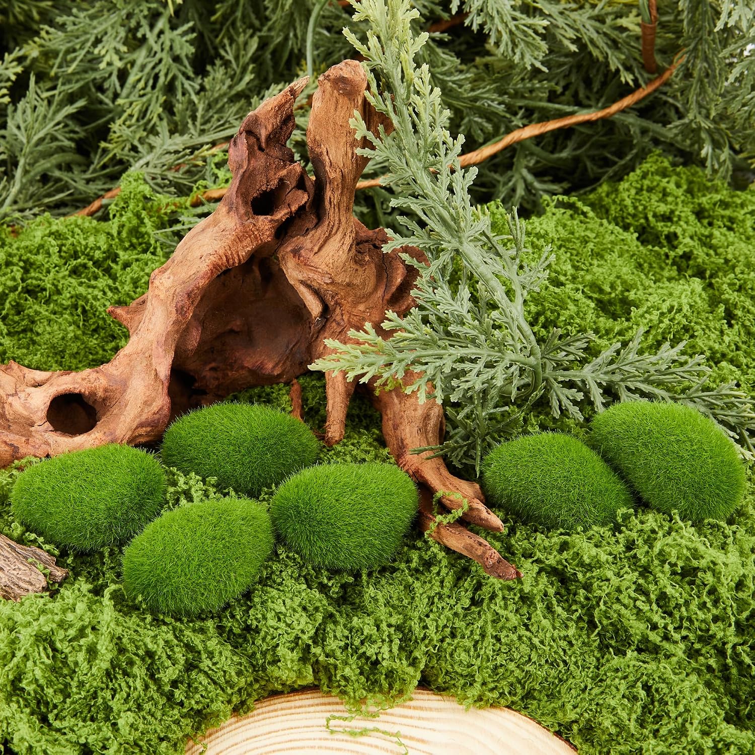 Fensong 30Pcs Artificial Moss Rocks (Only One Sizes),Green Moss Decoration, Suitable for Floral Arrangement, Fairy Gardens and Crafting，Moss Wall Art, Fake Moss, Moss for Crafts