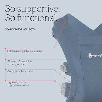 Ergobaby Embrace Baby Carrier for Newborns from Birth, Extra Soft & Ergonomic with Head Support, Oxford Blue
