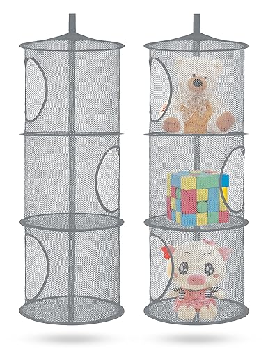 Miniatura 18 de Libeder Organizador de bolsas de almacenamiento de malla para colgar y ahorrar espacio, organizador de almacenamiento plegable con 3 compartimentos