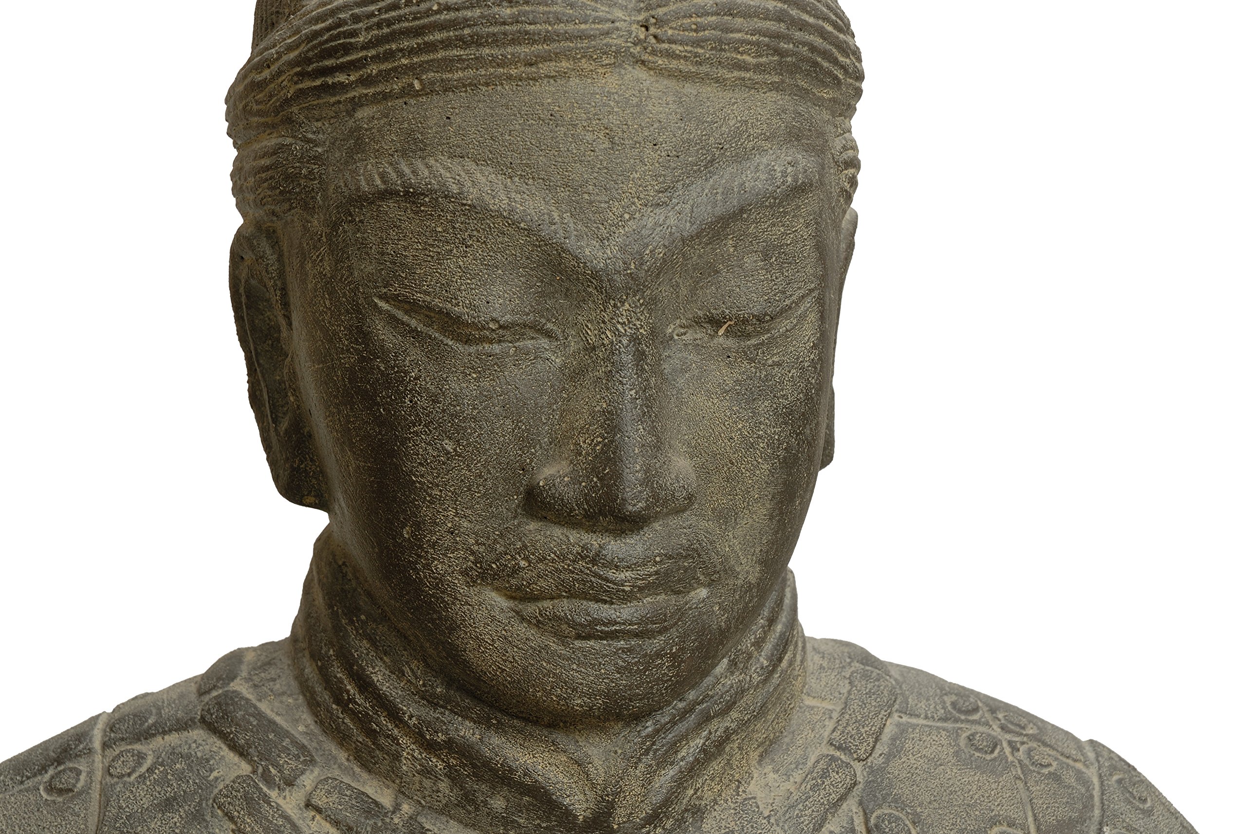 korb.outlet Figurka ogrodowa chiński żołnierz klęczący odlew kamienny/figurka wojownika terakota wojownika statuetka wojska 100 cm do domu i ogrodu