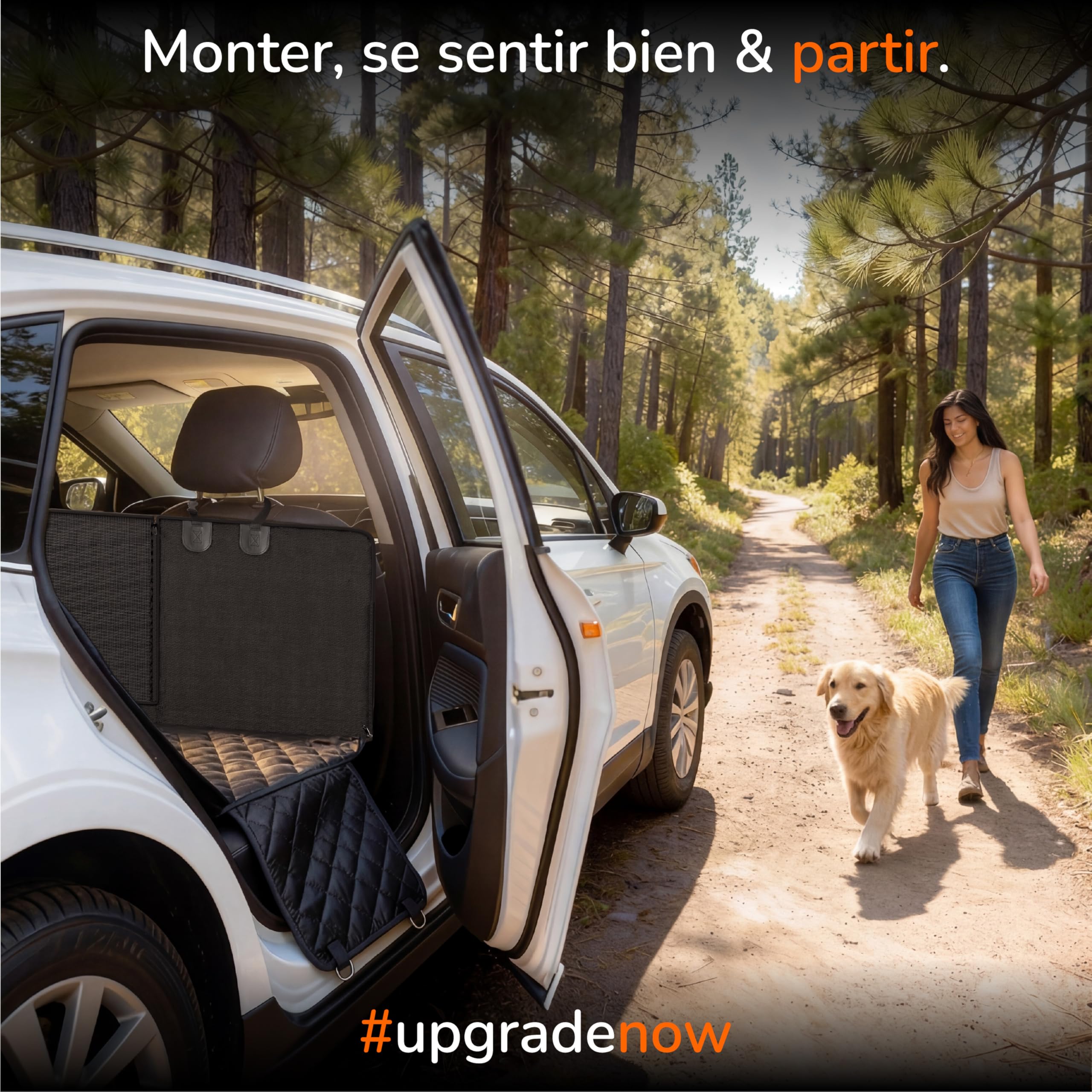 Upgrade4cars Couverture pour chien pour banquette arrière de voiture imperméable et rembourrée | Couverture de protection pour siège arrière de chien | Couverture de siège arrière