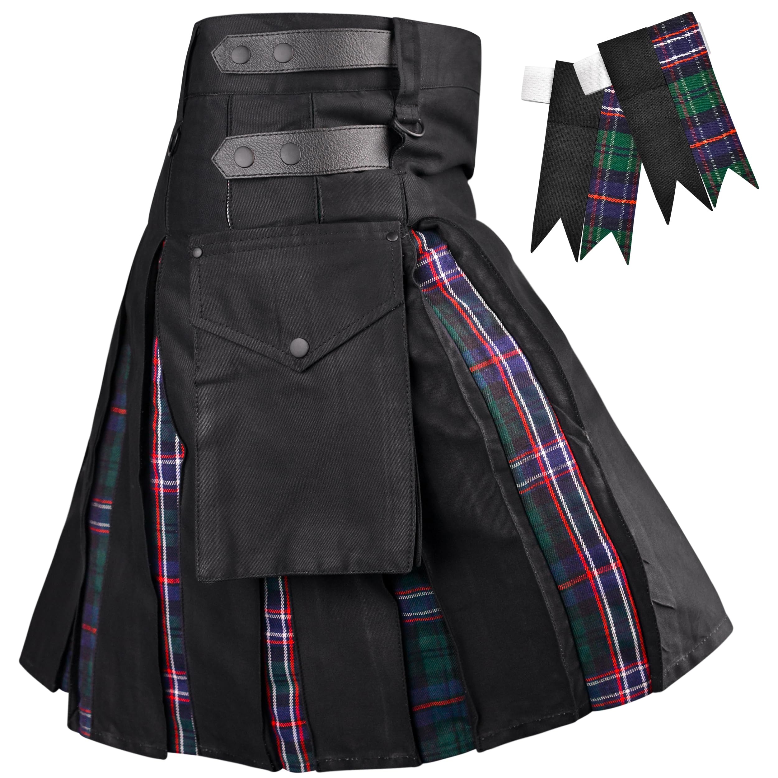 H Highland Redstone Men's Scottish National Hybrid Utility Kilts For Scottish Traditional Kilt With Flashes (, 38-40)