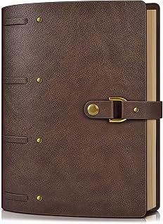 Leather Journal Notebook, A6 Size 5.3 x 7 inches 260 Pages Refillable Vintage Travel Notebook with Gift Box, 100 GSM Thick Lined Paper Journal Writing Diary Note Taking for Men and Women – Brown