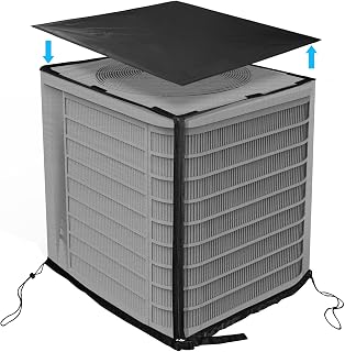 Air Conditioner Cover - Up to 28 x 28 x 32 Inch AC Mesh Cover with Detachable Waterproof Top Central AC Leaf Guard Protector for Outside Units AC Units Defender (28x28x32")