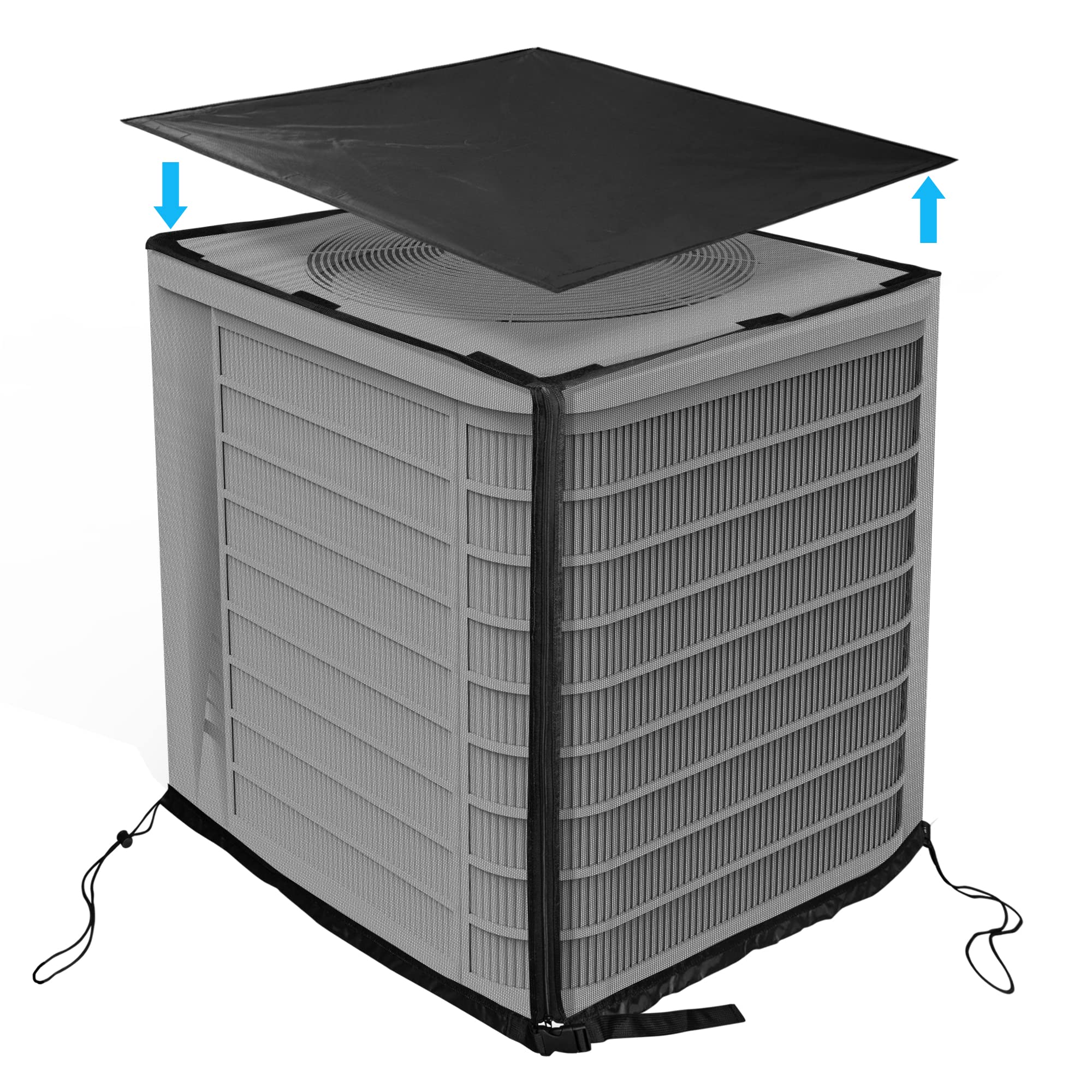 Air Conditioner Cover - Up to 28 x 28 x 32 Inch AC Mesh Cover with Detachable Waterproof Top Central AC Leaf Guard Protector for Outside Units AC Units Defender (28x28x32")