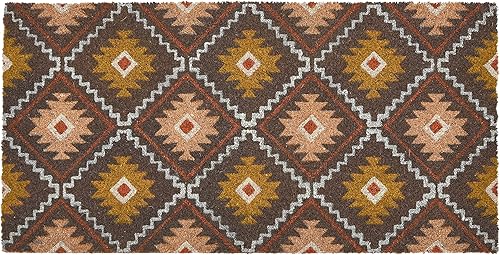 Main + Mesa Felpudo de fibra de coco natural con estampado geométrico de nómadas, multicolor