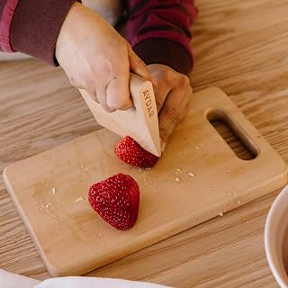 AVDAR Wooden Kids Cutting Board and Knife Set, Heavy Duty Safe Wooden Knife for Kids Montessori Kitchen Tools for Toddlers Vegetable and Fruit Cutter Cooking