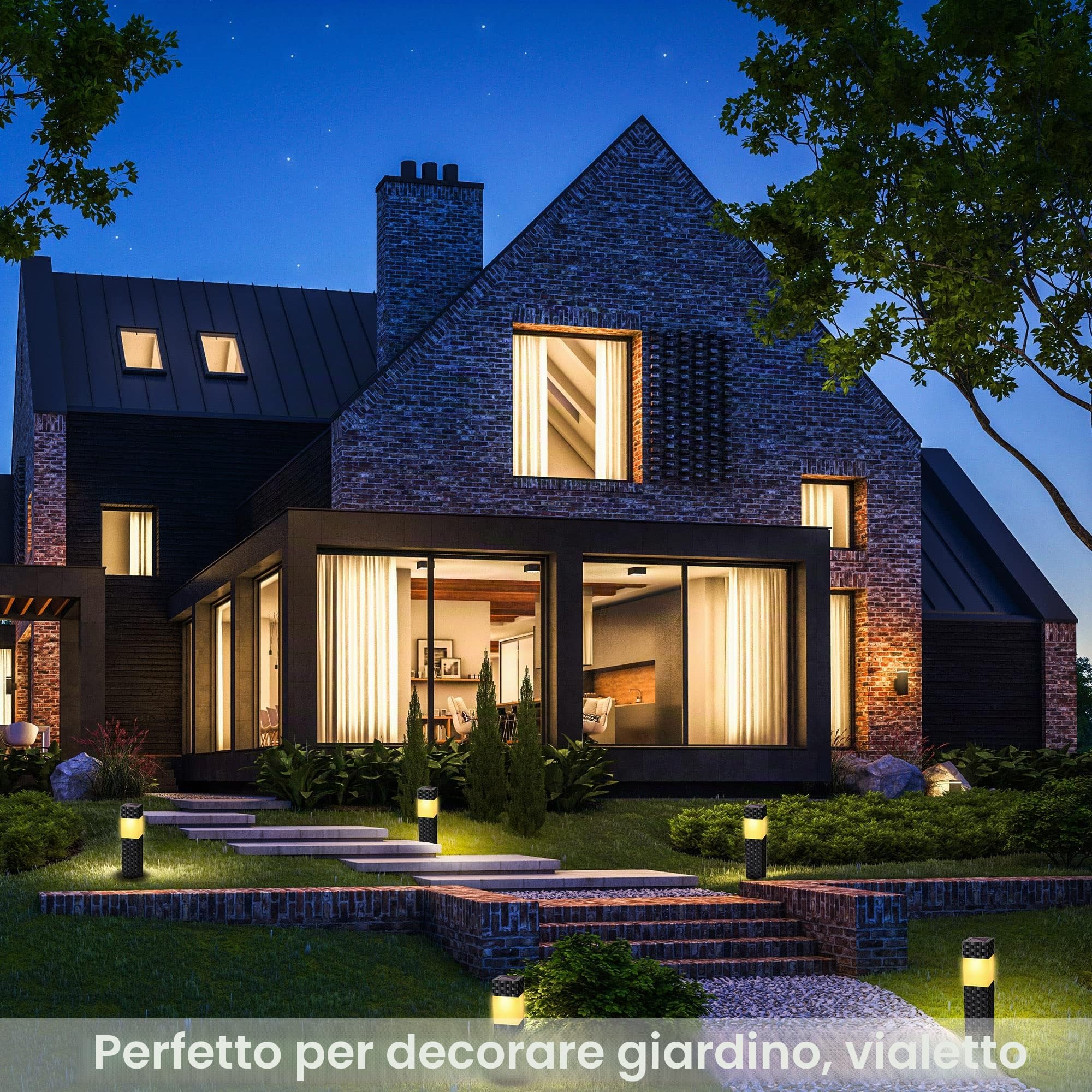 Joomer Luci Solari Esterno, 8 Pezzi Lampada Solare da Esterno Giardino Piazza Moda, LED Luci Solari da Giardino Bianco Caldo Impermeable IP65 per Terra Cortile Prato Vialetto Sentieri