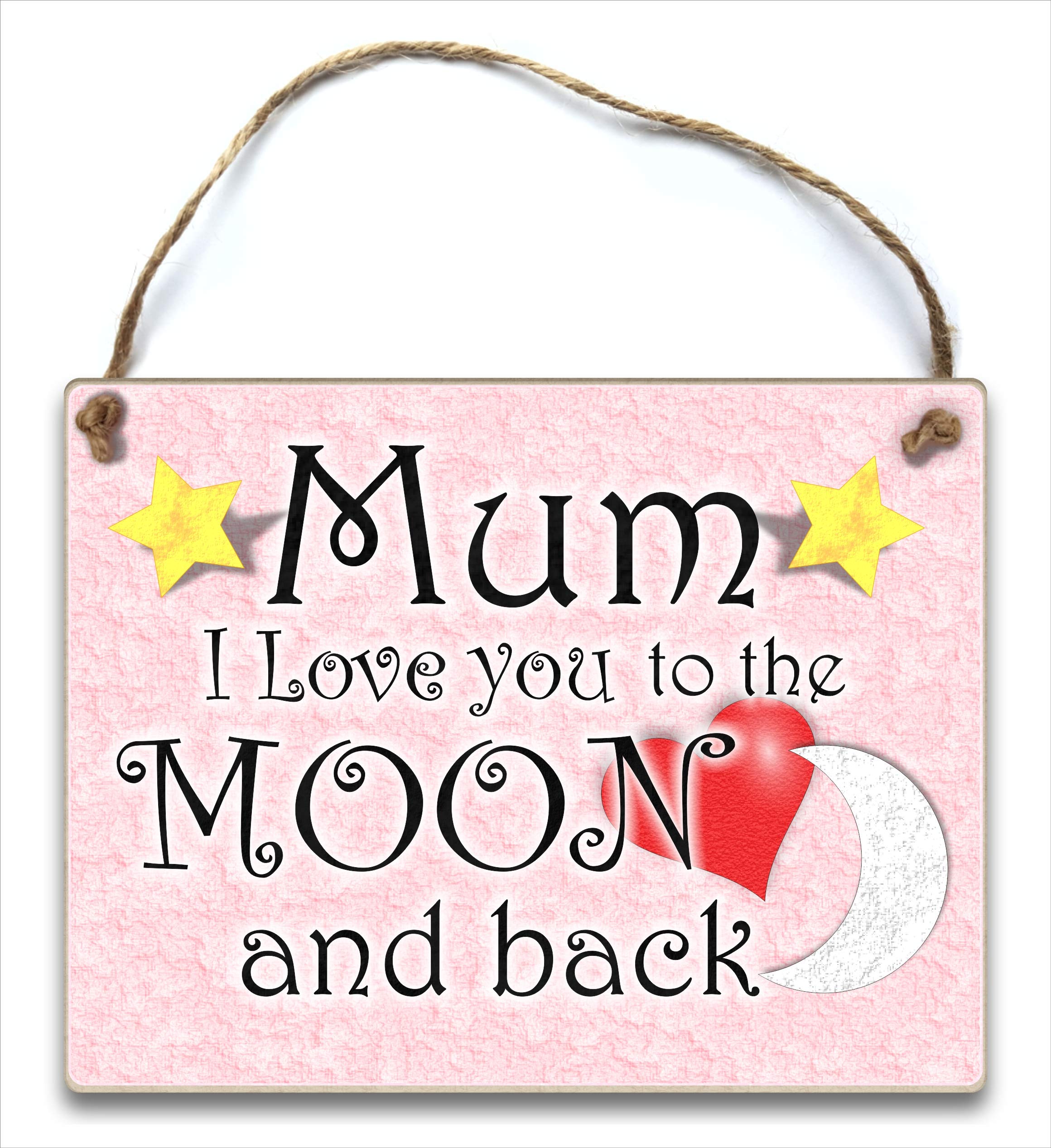 Pink Wooden Plaque "Mum I Love You To The Moon and Back" New Mum Pregnant From Bump