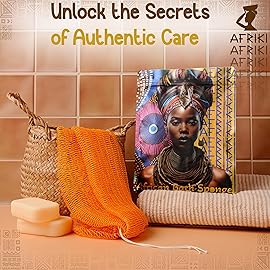 AFRIKI African Net Sponge - Exfoliating Body Scrubber, Black Owned & Rooted in Africa, All Skin Types | 45 in Long (Honey Yellow)