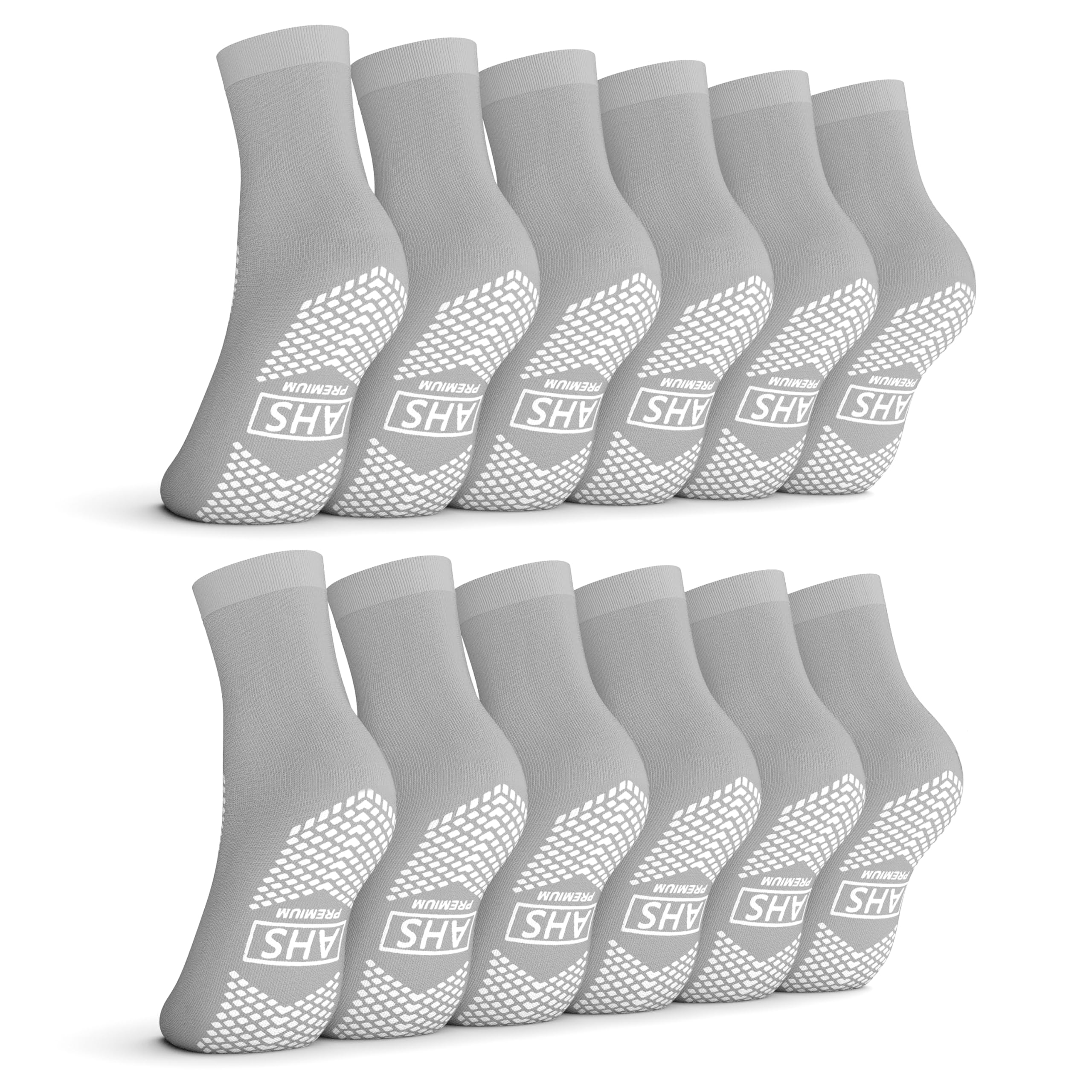 AMERICAN HOSPITAL SUPPLY Premium Anti-Slip Socks | Gray Grip Socks | XX-Large| Pack of 6