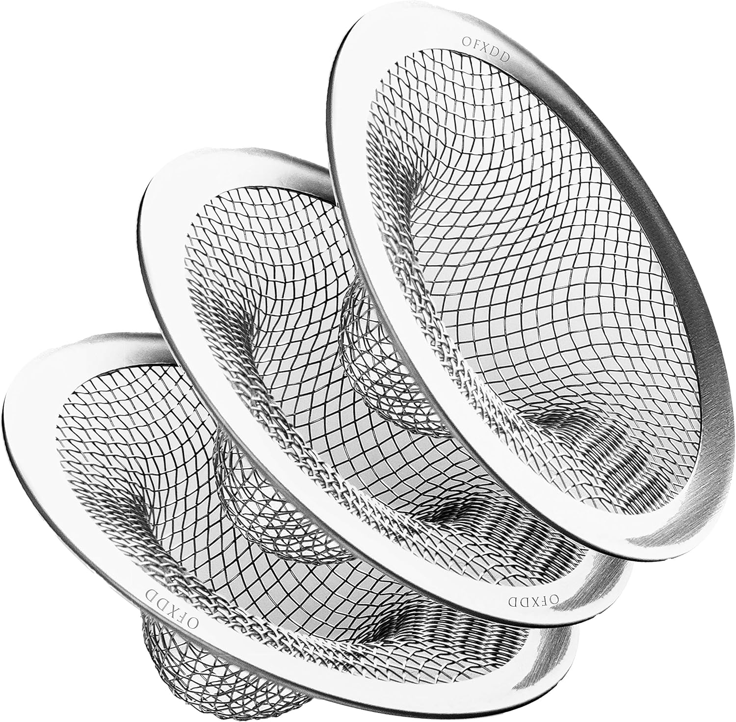 Sink Strainer 3 Inch - Mesh Food Catcher for Kitchen Sink - Bathtub Hair Catcher for Drain Stainless Steel - Accessories for Bathroom and Kitchen, 3 Pcs