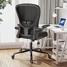 FFIJJ Office Chair,Ergonomic Office Chair,Breathable Mesh Desk Chair, Lumbar Support Computer Chair with Flip-up Armrests, Executive Rolling Swivel Task Chair,Home Office Desk Chair (Black)