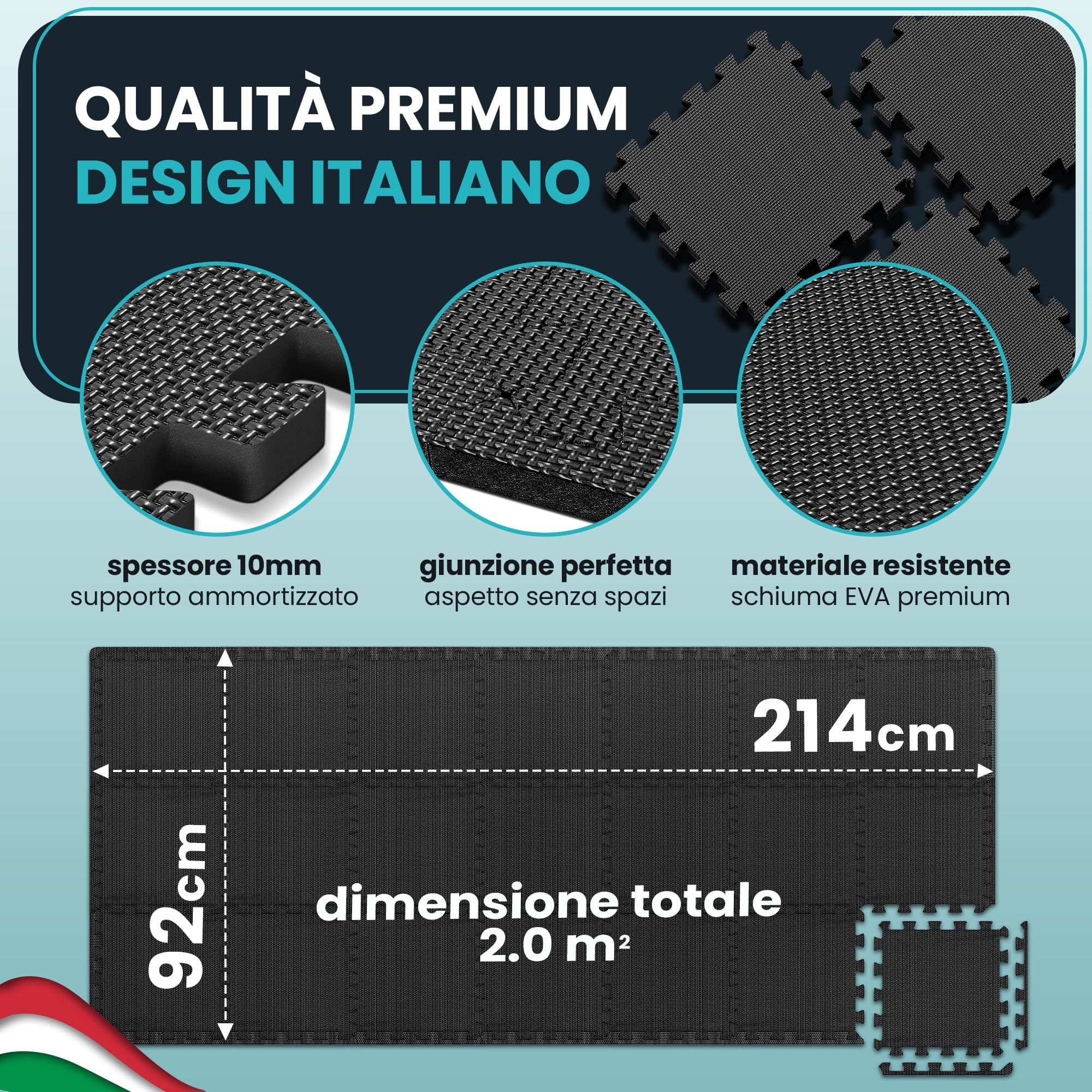 Tappeto Da Fitness A Puzzle【Set Da 21 Tappetini】Materassino Antiscivolo Da Palestra Componibile Con Protezione Antiurto Per Pavimenti, Tappetino Palestra, Pesi Workout Ginnastica Sport Piscina Garage