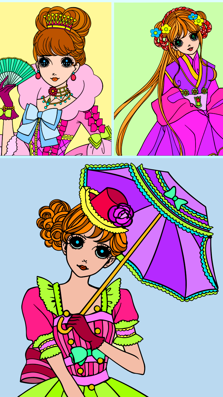 Anime Princess Coloring Book: Color By Number - Girls Coloring Games ...