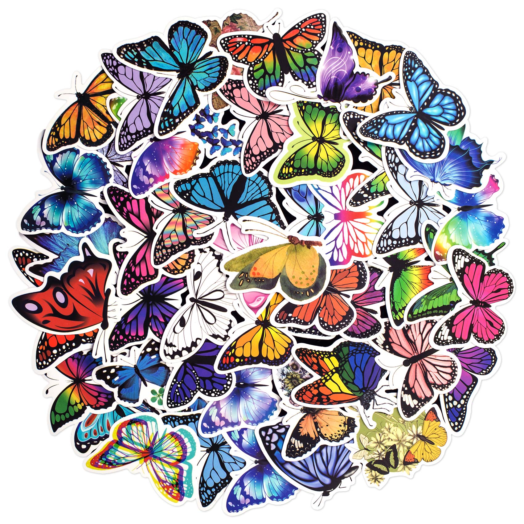 Roberly Butterfly Stickers, 50 Pcs Waterproof Vinyl Aesthetic Stickers for Kids Laptop Stickers for Teens, Water Bottles, Computer, Skateboard Decals