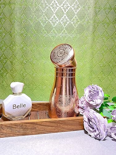 Miniatura 18 de Custeel Creation Botella de agua de cobre puro de 1 litro - (99.74%) frasco de cobre sin juntas sin costuras (acabado mate)