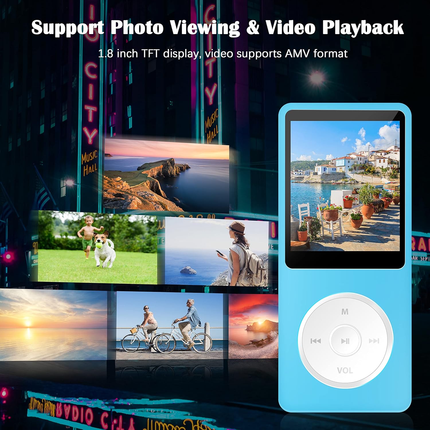 Greadio MP3 Player, Music Player with 32GB TF Card, Earphone, FM Radio, Built-in Speaker with HiFi Lossless Sound,Portable Voice Recorder/Video/Photo Viewer/E-Book Player for Kids,Running,Walking,Gift