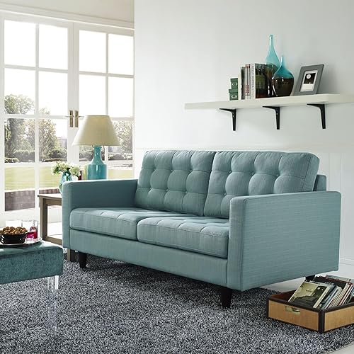 Miniatura 21 de Modway Sofá biplaza Empress en tela tapizada moderna de mediados de siglo, gris Gris,Laguna,Gris,claro,Celeste,verde azulado,Beige,Atomic Rojo