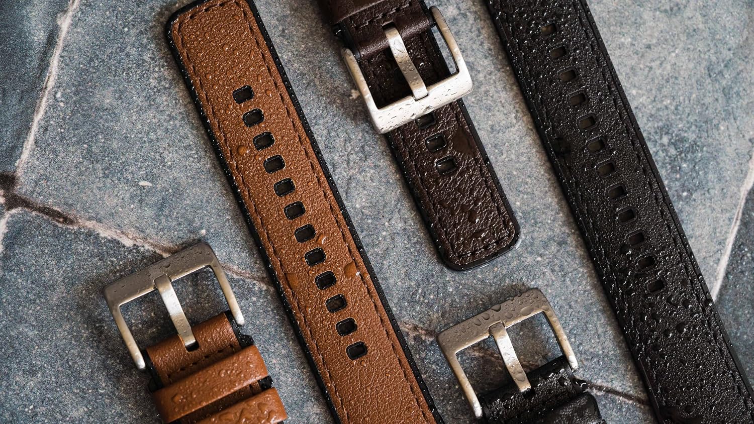 BARTON WATCH BANDS with Integrated quick release spring bars - Hybrid Silicone - Cordura Fabric, Water-Resistant Leather and Silicone Hybrid Watch Bands - Choice of Color & Width (18mm, 20mm, 22mm)