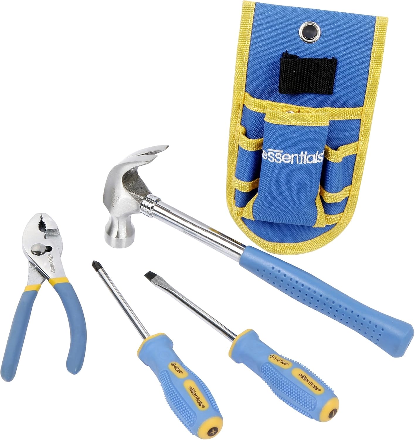 GreatNeck 21035 Essentials 4 Piece Homeowers Tool Set with Bonus Belt