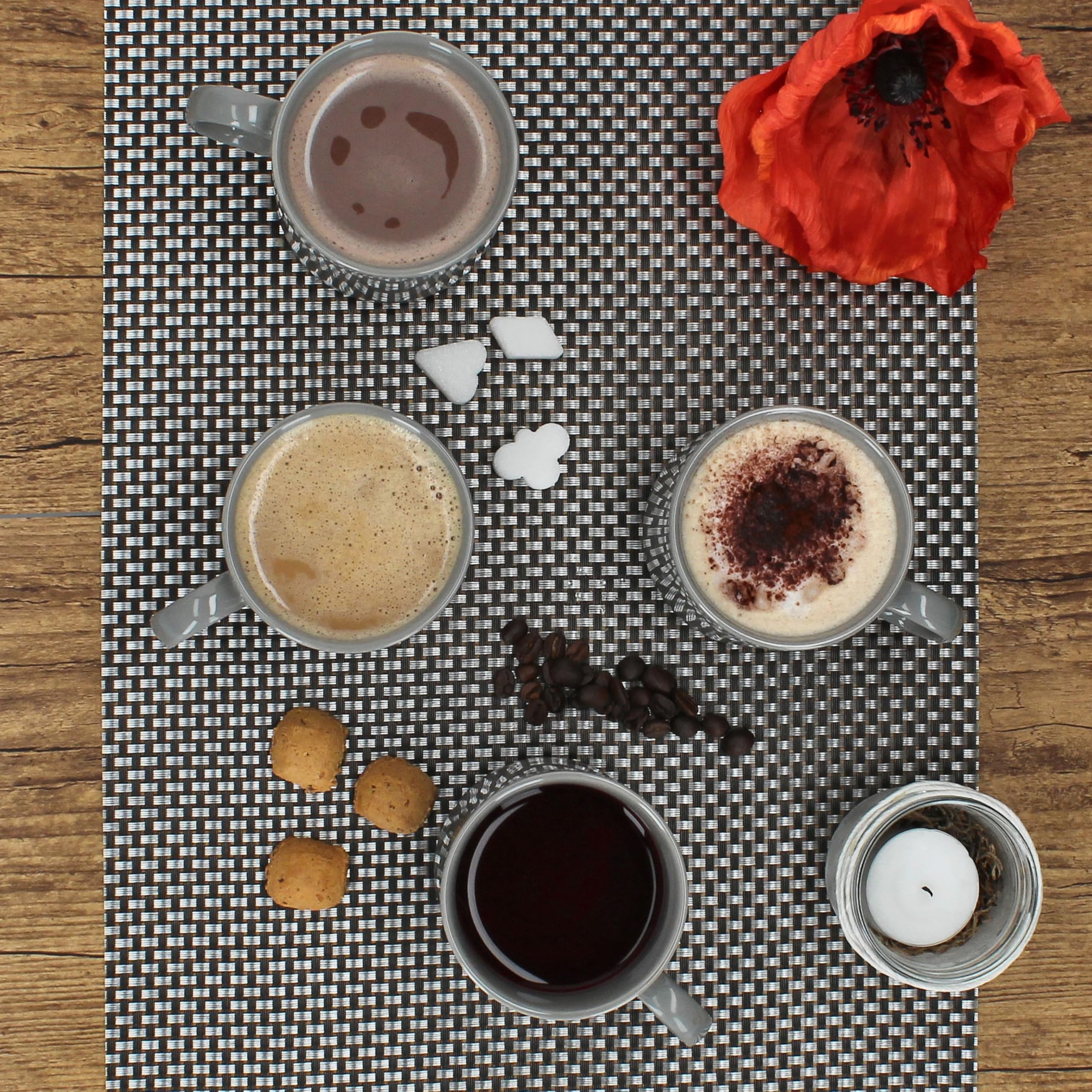 MamboCat Event 120er Set Kaffeebecher I 250 ml I graue Porzellan-Becher mit Henkel 120 Personen I stapelbare Tassen für Heißgetränke wie Tee, Kakao, Latte Macchiato&Co I schickes Kaffee-Geschirr