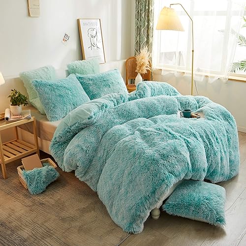 XeGe - Funda de edredón afelpada y lanuda, de terciopelo cristal de lujo ultrasuave, cierre de zíper (1 funda de edredón de piel sintética)