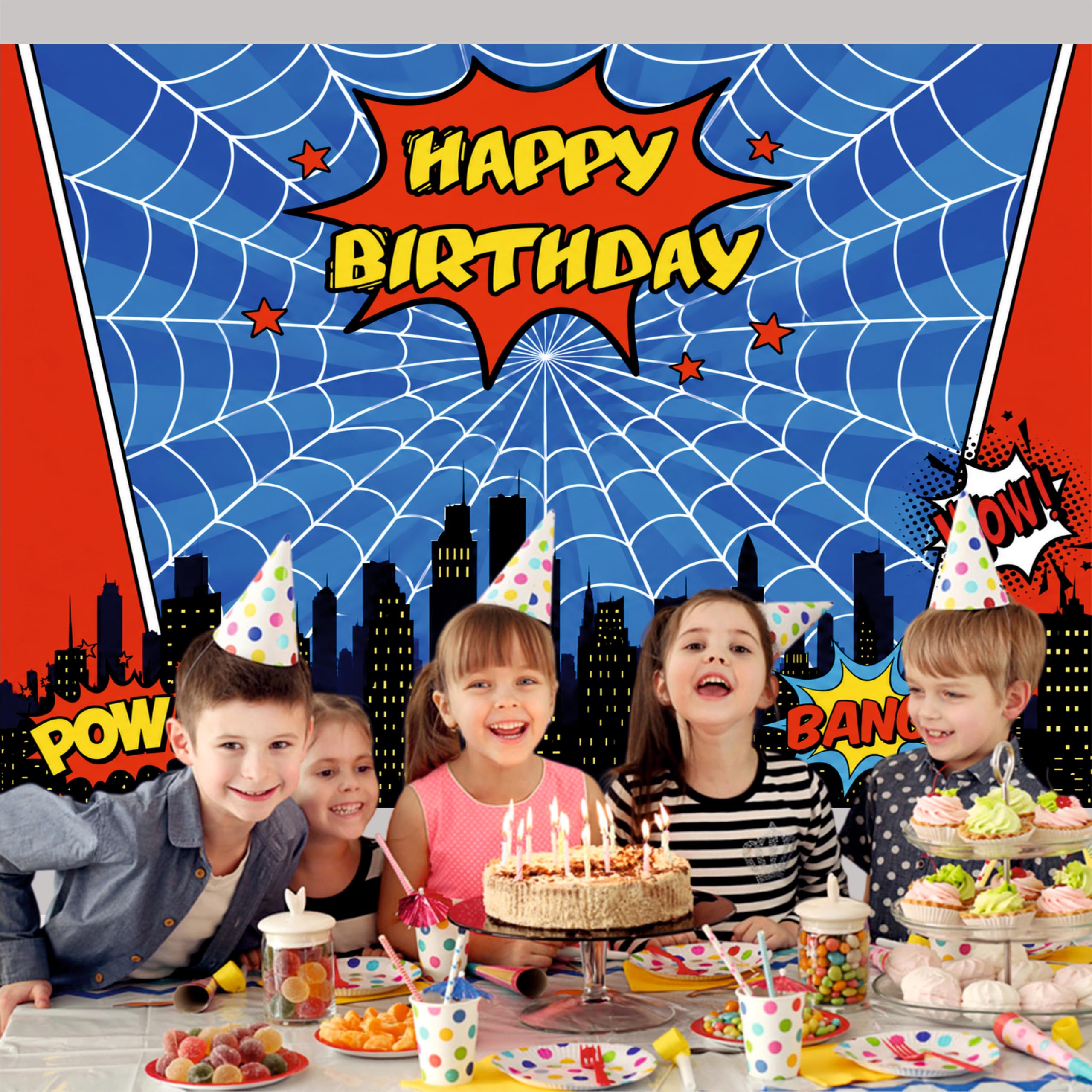 Superhero Birthday Backdrop - 5x4 Ft -3
