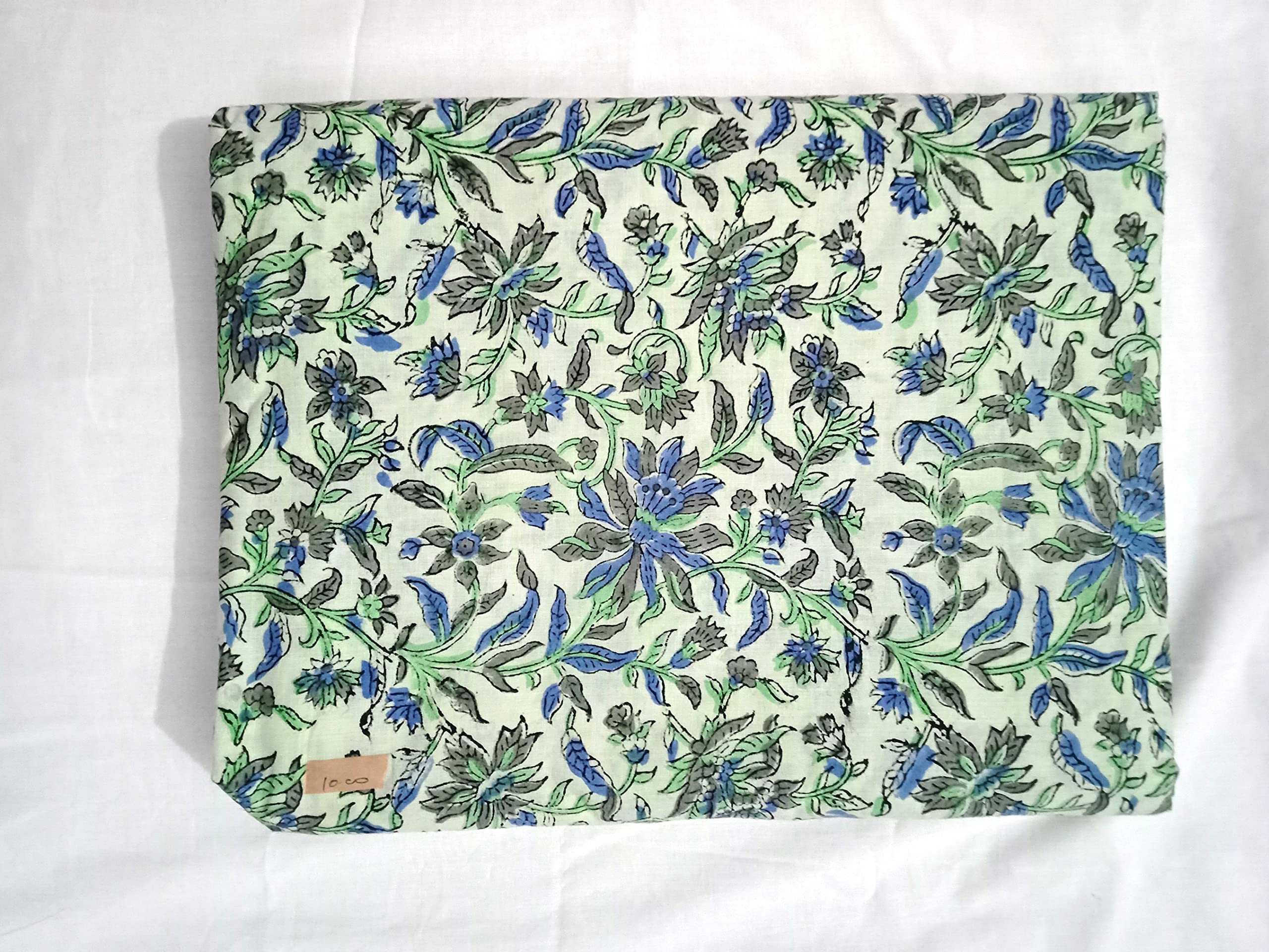 Tessuto di cotone morbido indiano stampato a mano a misura, tessuto stampato per Kurti, abito, fodera per cuscino (20 Yards)