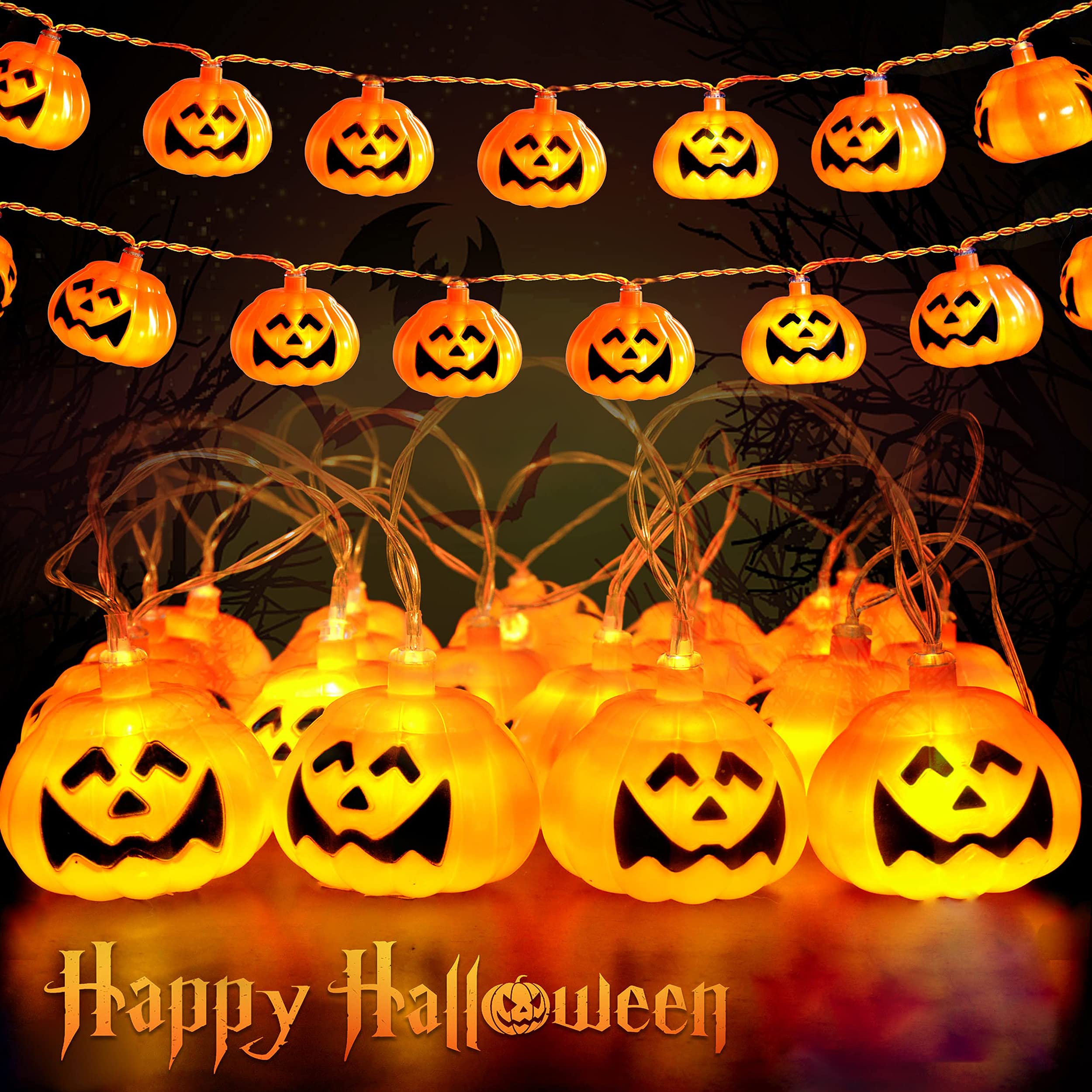 Halloween Pumpkin Lights,Halloween Decorations Lanterns String Lights 10ft 30 LED Pumpkin Fairy Strobe Lights for Indoor Outdoor Garden Home Party Festival Thanksgiving Christmas Halloween Decorations