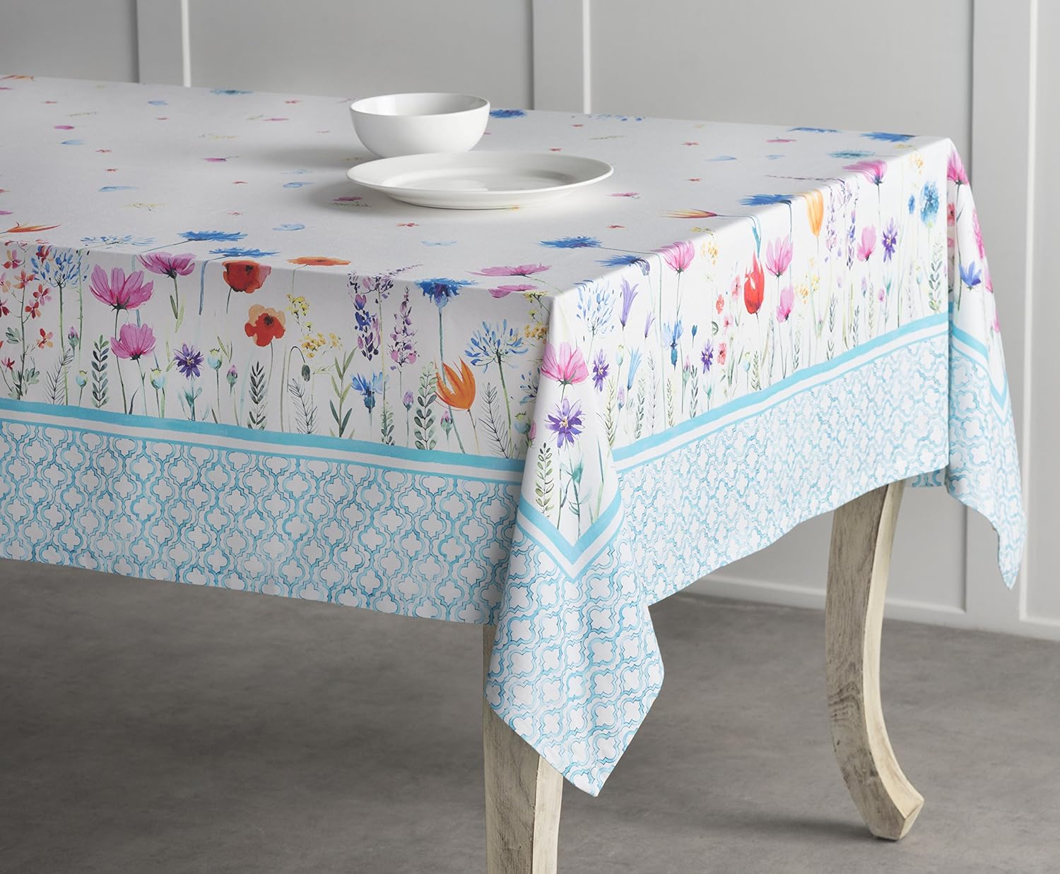 Flash Deals - 40% OFF Maison d' Hermine Flower in The Field 100% Cotton Easter Tablecloth for Kitchen Dining | Tabletop | Decoration | Parties | Weddings | Spring/Summer (Rectangle, 60 Inch by 90 Inch)