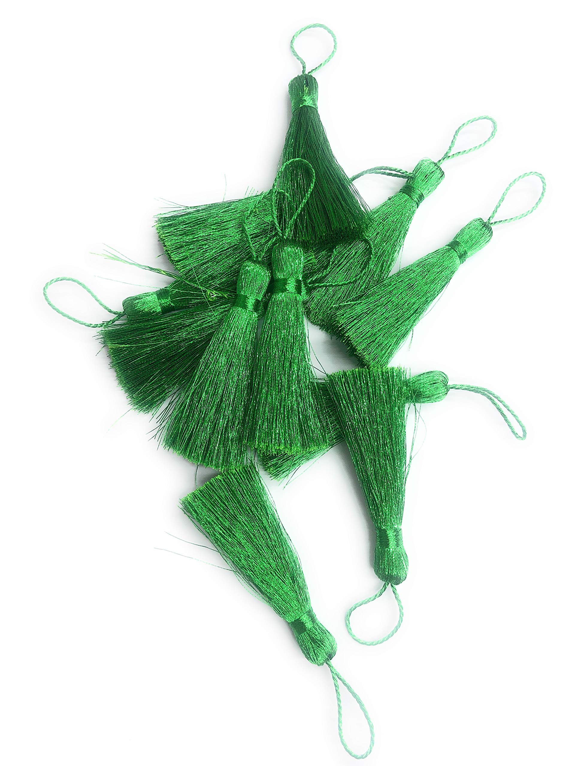 12 Pieces craft Zari tassel Decorative for women dress & other craft work (size 2" color: green)