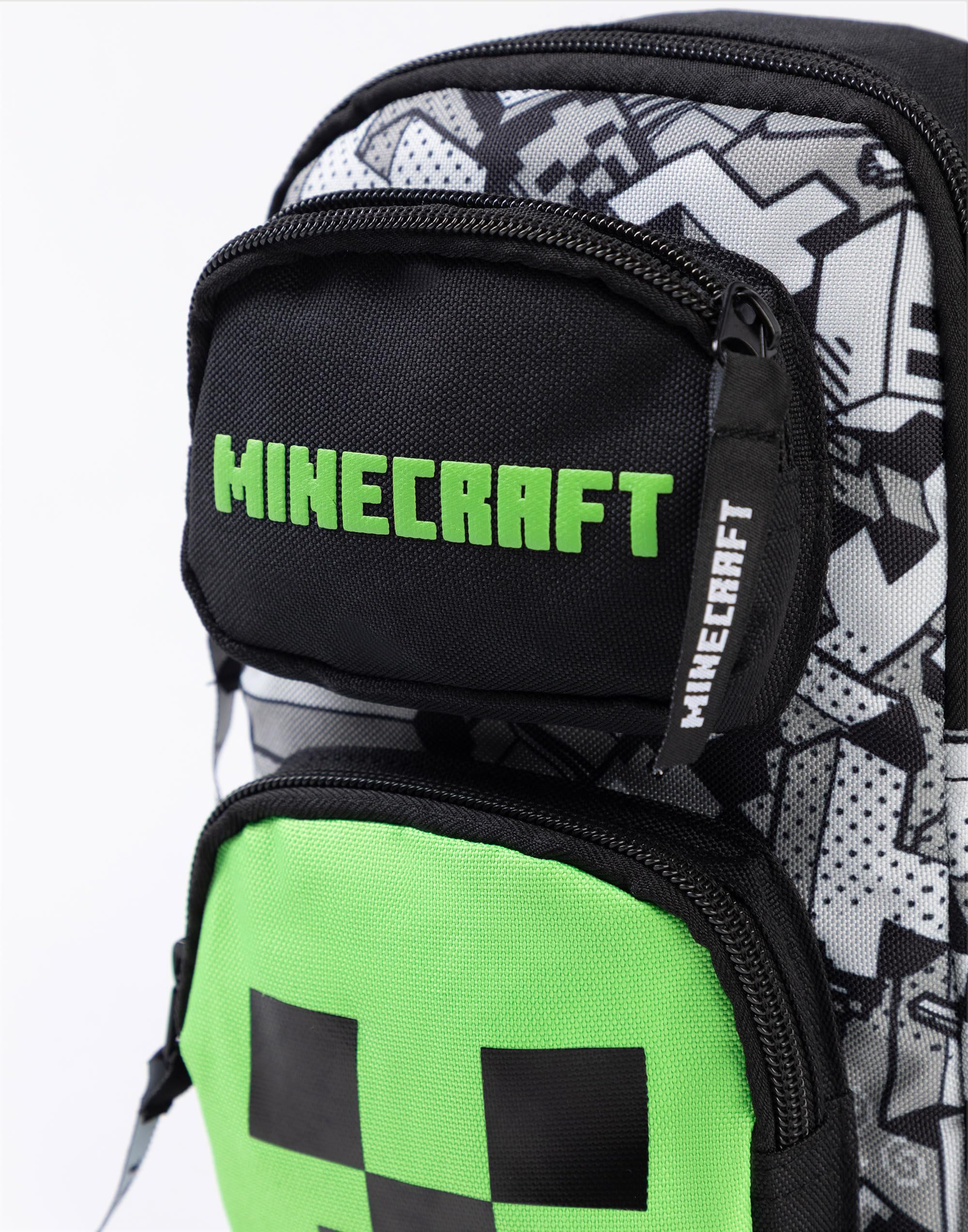 Minecraft Creeper - Bolsa de transporte con cremallera y correa de hombro ajustable para niños, con temática de juego, para jóvenes jugadores