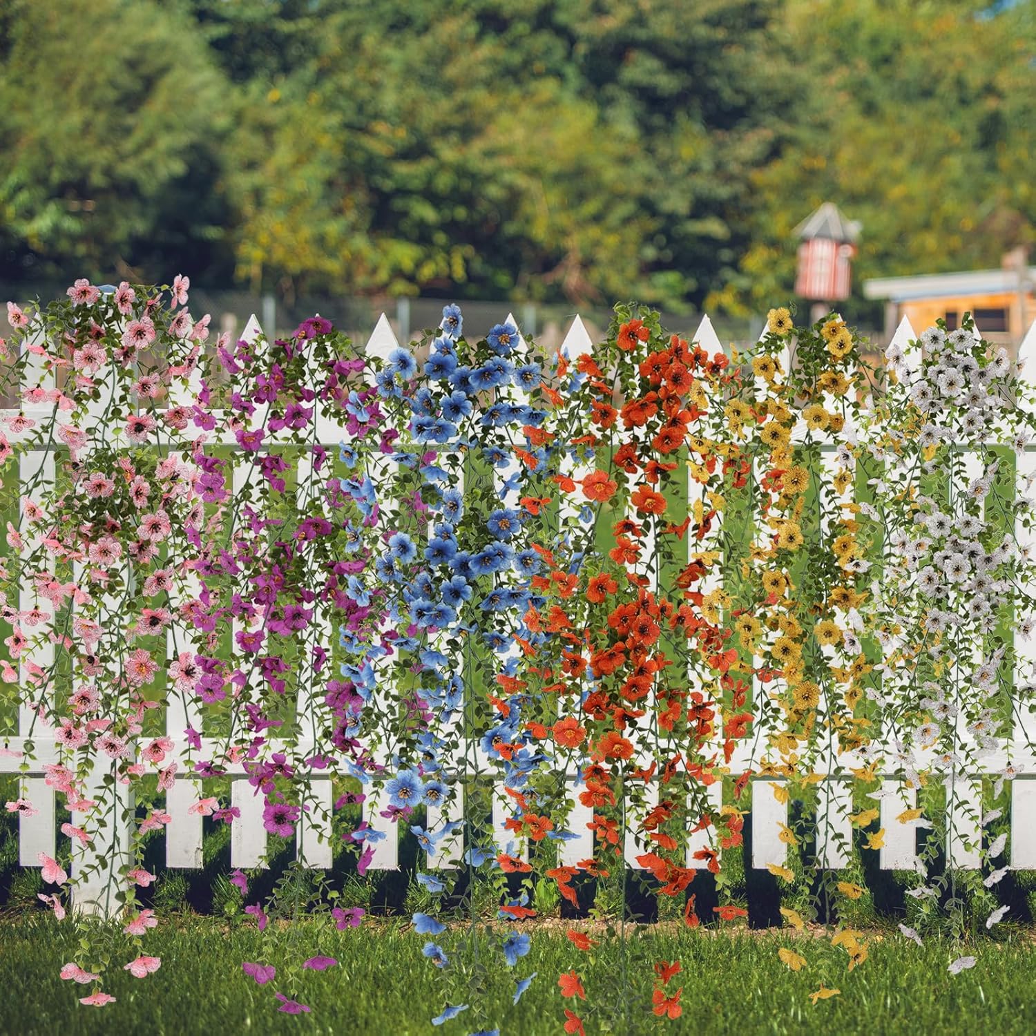 Artificial Hanging Flowers for Outdoors, 6 Pcs Fake Plant for Spring Summer Decoration, UV Resistant Realistic Silk Faux Flowers Outside Indoor Planter Porch Patio Balcony Yard Decor - Image 5