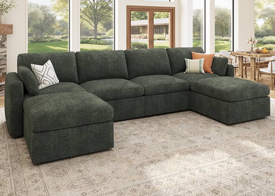 Honneteリネンカットソー　ブルー系　100%麻　ゆったりサイズポケット付き Amazon.com: HONBAY Sectional Couch with Storage Seats