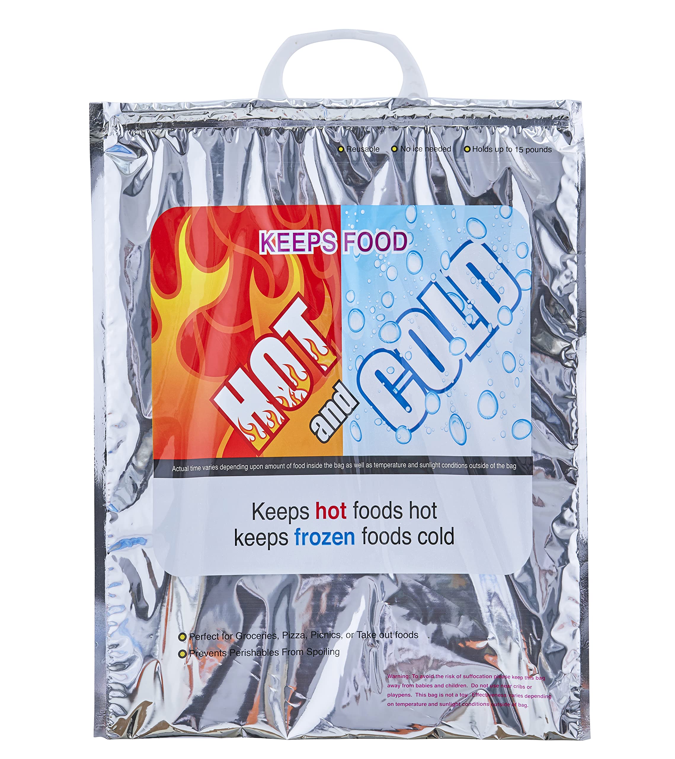 Superio Heiß und kalt isolierte Taschen für Lebensmittellieferung, Lebensmitteleinkaufstaschen, Lebensmittelaufbewahrung für heiße und gefrorene Lebensmittel für Reisen, Einweg-Kühltasche, verstärkte